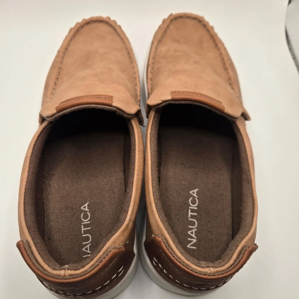 Nautica Derwin Slip On Loafers Mens Size 8 Tan Moc Toe Casual Shoes (S11)